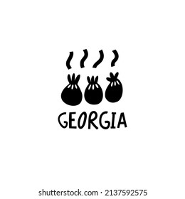 Vector hand drawn symbol of Sakartvelo. Travel illustration of Republic of Georgia signs. Hand drawn lettering illustration. Georgian landmark logo