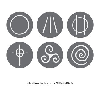 vector hand drawn symbols of Druidism icon set on a white background