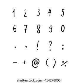 Vector hand drawn  symbols and numbers.