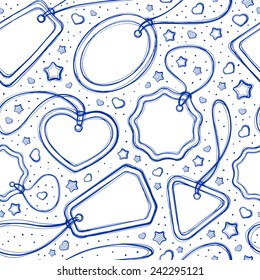 Vector hand drawn tags seamless pattern