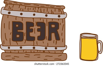 Vector Hand drawn of Tank and Glass of Beer