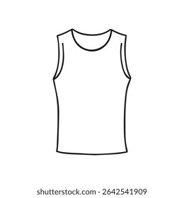 Ícone de doodle de contorno superior do tanque desenhado à mão do vetor. Ilustração do esboço da camisa para impressão, web, móvel e infográficos isolados no fundo branco.
