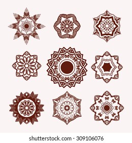  Vector Hand drawn tattoo doodle Henna Tattoo Design Element Mehndi flowers. 