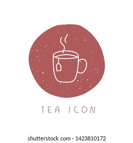 Vector hand drawn tea icon for culinary project, blog or logo. Minimalistic culinary stories template