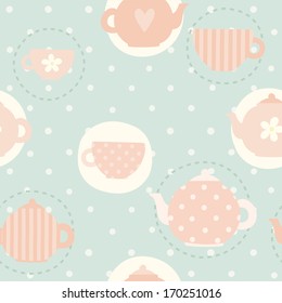 Vector hand drawn tea time pattern