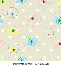 Vector hand drawn tea time pattern. Seamless backlground