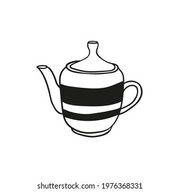Vector hand drawn teapot icon. Isolated doodle illustration on a white background. 