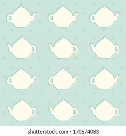 Vector hand drawn teapot seamless pattern
