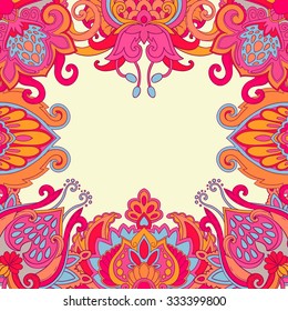 vector hand drawn template. Indian ornament. Use for presentation and template