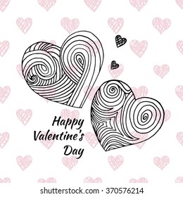 Vector hand drawn template for Valentine's Day