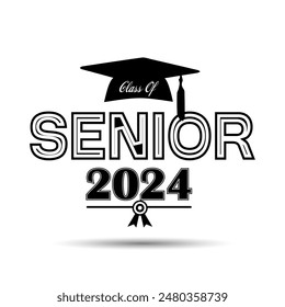 Vector Hand drawn text for class of 2025 graduation badge.