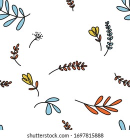 Texturas dibujadas a mano por vectores. Dibujos de granos hipster. Dibujo manual aislado de ilustración boho floral con hojas, ramas, flores. Bonita textura. Perfecto para tu proyecto, boda, embalaje.