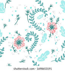Vektorillustration handgezeichnet Texturen. Hipster-Grunge-Zeichnungen. Handzeichnung einzelne boho Blumengrafik mit Blättern, Ästen, Blumen.Schöne Textur. Perfekt für Ihr Projekt, Hochzeit, Verpackung.