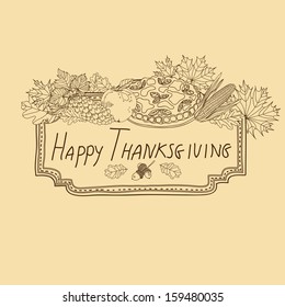 Vector hand drawn Thanksgiving illustration. 