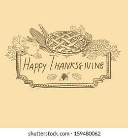 Vector hand drawn Thanksgiving illustration. 