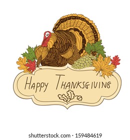Vector hand drawn Thanksgiving illustration. 