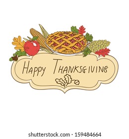 Vector hand drawn Thanksgiving illustration. 