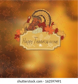Vector hand drawn thanksgiving Illustration. Vintage style. Retro food background. Sketch