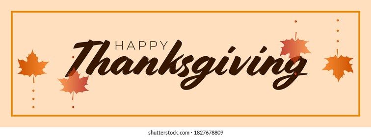 vector hand drawn thanksgiving lettering greeting phrase - happy thanksgiving day - with leaves and shiny flares.