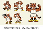 Vector Hand Drawn Tiger Muscle Character Set