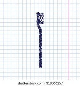 Vector hand drawn tooth brush icon on copybook 