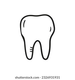 Vector hand drawn tooth icon. Isolated symbol in sketch style.