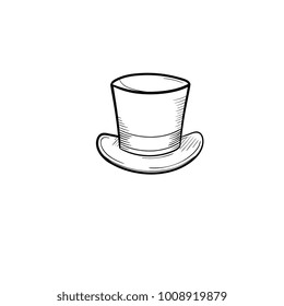 Vector hand drawn top hat outline doodle icon. Cylinder sketch illustration for print, web, mobile and infographics isolated on white background.