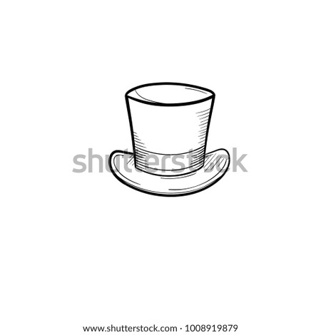 Vector hand drawn top hat outline doodle icon. Cylinder sketch illustration for print, web, mobile and infographics isolated on white background.