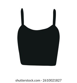Vector hand drawn top t shirt silhouette isolated on white background