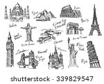 vector hand drawn travel icon sketch doodle
