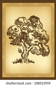 vector hand drawn tree in vintage style