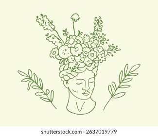 Vector hand drawn trendy summer wedding bouquet decoration outline illustration. Elegant flat minimalist hand drawn modern art for wedding invitations, menu, graphics and design