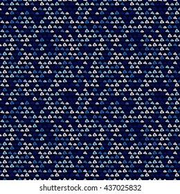 Vector hand drawn triangle pattern on a coloured background.
