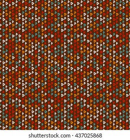 Vector hand drawn triangle pattern on a coloured background.