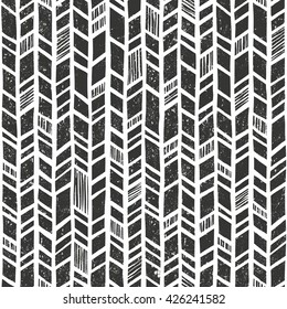 Vector hand drawn tribal pattern. Seamless geometric background with grunge texture. EPS10 vector illustration.