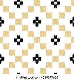 Vector hand drawn tribal seamless pattern in mexican ethnic style for textile, fabric, wrapping paper, wallpaper design. Monochrome illustration.