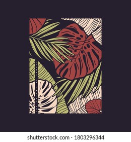 Vector hand drawn tropical illustration. T-shirt print, poster, cover design.