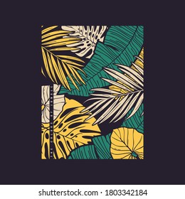 Vector hand drawn tropical illustration. T-shirt print, poster, cover design.