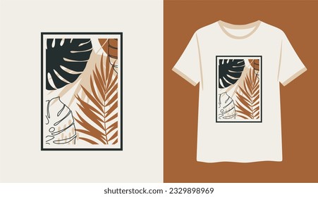 Vector hand drawn tropical illustration. T-shirt print, poster, cover design.