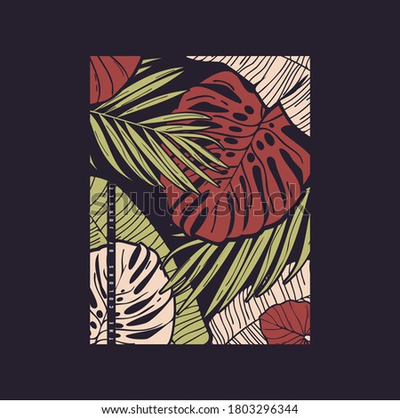 Vector hand drawn tropical illustration. T-shirt print, poster, cover design.