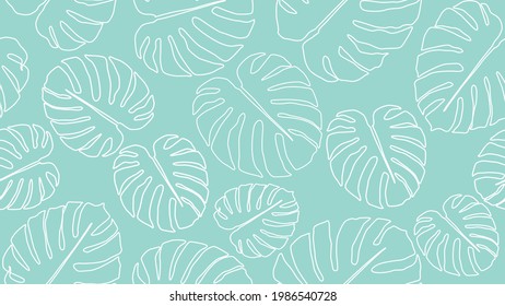 Vektor handgezeichnet tropische Blätter Monstera auf grünem Hintergrund, Nahtlose Muster Tapete weißes Design Blätter von Baum.