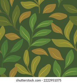 Hojas tropicales dibujadas a mano por vectores patrón sin fisuras. Resumen de fondo floral de moda. Textura repetible.