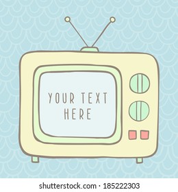 Vector hand drawn tv with place for your text