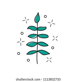 Vector hand drawn twig - stylized plant, brush strokes, design element, print - Vector illustration design - Textile graphic t shirt print