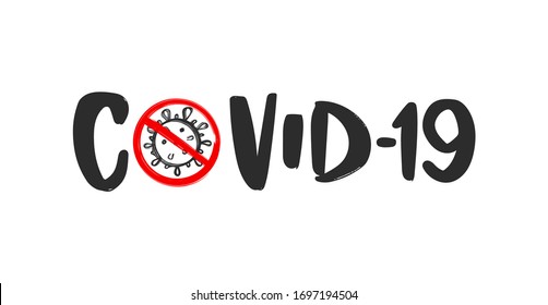 Grabado con letra tipo Vector de Covid-19.  С ilustración de la pandemia del oronavirus. Detén el coronavirus.