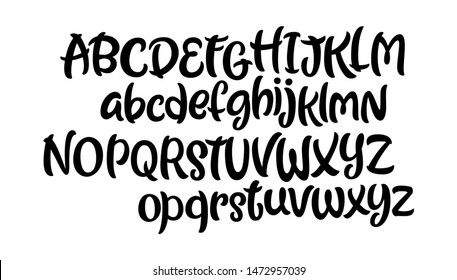 Vector hand drawn typeface. Brush painted letters. Handwritten script alphabet isolated on white background. Handmade alphabet for your designs: logo, posters, wedding invitations, cards, etc. 