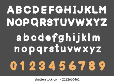 Vector hand drawn typeface. Brush painted letters.  isolated on grey background. Handmade alphabet for your designs.