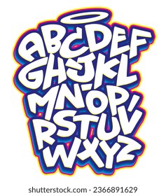 Vector hand drawn typeface in graffiti style. Urban style alphabet.
