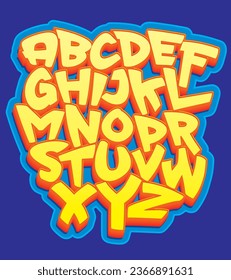 Vector hand drawn typeface in graffiti style. Urban style alphabet.