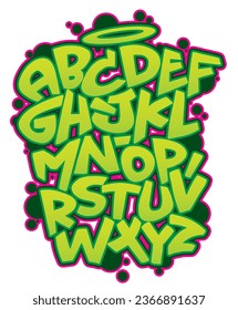 Vector hand drawn typeface in graffiti style. Urban style alphabet.